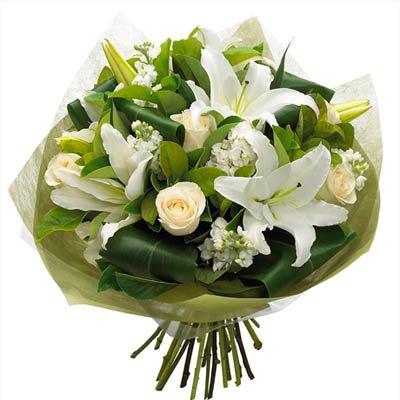 Radiant White Bouquet flowers CityFlowersIndia 